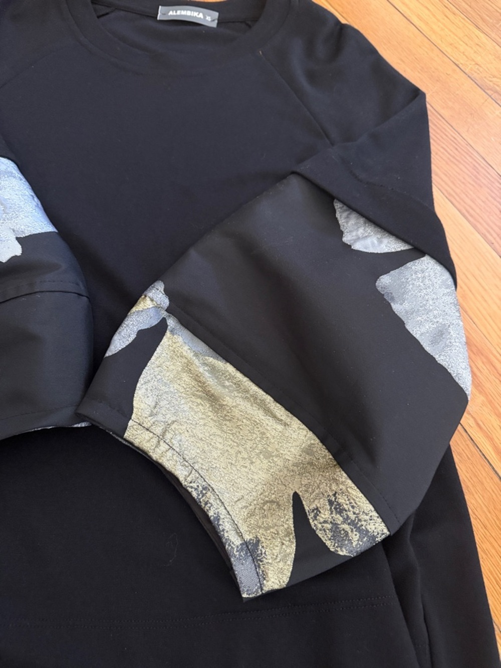 ALEMBIKA Jersey high low peony black tshirt top size XS relaxed - Picture 4 of 7